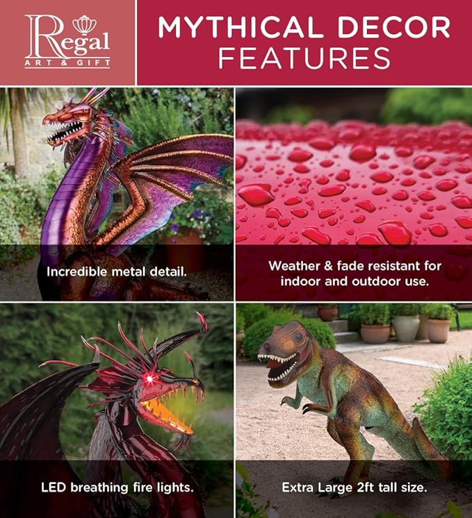 Regal Art & Gift Flying Bird Hanging Metal Mobile - Decorative Outdoor Wind Motion Sculpture for Patio, Porch & Garden Décor - Dragon