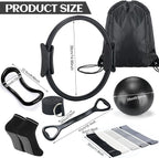 Pilates Ring Circle Set 18 Pcs Exercise Equipment Accessories for Women Workouts Pilates Ball Stretching Strap Magic Circle Yoga Ring Gym Back Bag Resistance Band Anti Slip Socks