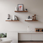 Upassion Floating Shelves for Wall Set of 3, 16" Rustic Brown Floating Shelves, Home Decor, Frame Display Wall Shelf for Bedroom, Kitchen, Bathroom, Living Room