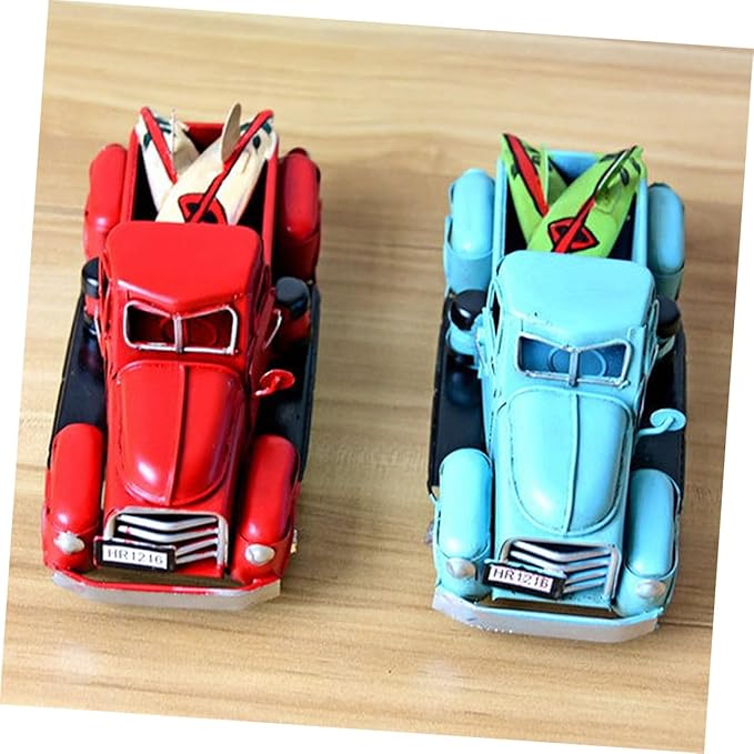 ABOOFAN Vintage Handmade Iron Car Model Retro Metal Desktop Ornament Red Decorative Toy for Decor Unique Craftsmanship for Car Enthusiasts