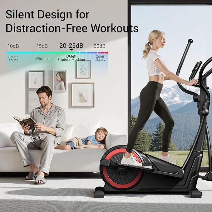 LONTEK Elliptical Machine, Elliptical Exercise Machine for Home with Hyper-Quiet Magnetic Driving System, Elliptical Trainer with 15.5IN Stride & LCD Monitor, 100% Levels Resistance