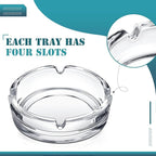 Timgle Glass Ashtray 4 Packs Round Crystal Ash Tray Clear Ashtrays for Home Portable Heavy Duty Decorative Office Patio Indoor Outdoor(Modern)