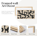 Framed Abstract Neutral Horizontal Wall Art Bedroom, Black Beige Mid Century Modern Artwork for Walls, Large Abstract Canvas Painting Print for Living Room Hallway Home Office Wall Decor, 20x40 Inch