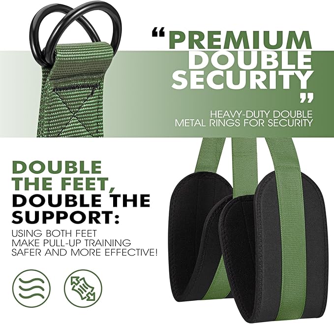 HPYGN Two Foots Pull Up Assistance Bands, Heavy Duty Resistance Band for Pull Up Bar, Adjustable Weight/Size with Fabric Feet/Knee Rest, Bands for Pull Up Assist for Strength Training, Pull Up