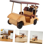 INOOMP Vintage Wooden Car Sculpture Retro Desk Display Model Antique Vehicle Figurine with Natural Finish for Home Decor and Collectors