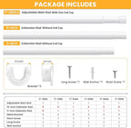 2 Pack Closet Rods for Hanging Clothes,17-84 Inch No-Cut Stepless Adjustable Closet Rod, 1.3 Inch Heavy Duty Metal Closet Hanging Rod with Brackets, White Closet Bar for Closet, Laundry Room, RV