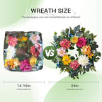 24 Inch Spring Wreaths for Front Door,Spring Wreaths,Spring Summer Door Wreaths with Yellow and Pink Dahlia Hydrangea Peony Flower Wreath for Outside Indoor Outdoor Home Porch Wall Decor