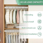Closet Rods for Hanging Clothes, 1.3 Inch Diameter Heavy Duty Closet Rod 17-75 Inch Adjustable Clothes Hanging Bar Matte White Shower Curtain Rods for Closet, Wardrobes, Bathroom, Windows