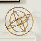 HLQMFHT 8 inches-Golden Iron Sphere,Foldable Geometric Sculpture Decorative Sphere,Tabletop Decorations for Living Room, Study，Bedroom，Modern Home Decor Accents