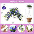 Artificial Fake Hanging Flowers Plants Basket for Outdoors Outside Decoration UV Resistant Faux Silk Flowers Look Real Plastic Flowers for Spring Planters Home Porch Patio Garden Decor