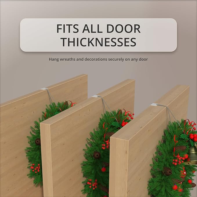 White No Drilling Required - Universal Wreath Holder for Decorations | Invisible Hook with High-Tech Technology for Door Wreaths & Seasonal Decorations - Hanging Hook for Easy Installation