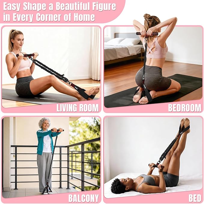 Upgraded Multifunction Pedal Resistance Band with Handle, 3 Tube Adjustable Resistance Bands for Abdomen, Waist, Arm, Core/ABS, Leg Workout - Sit Up Exercise Equipment for Women