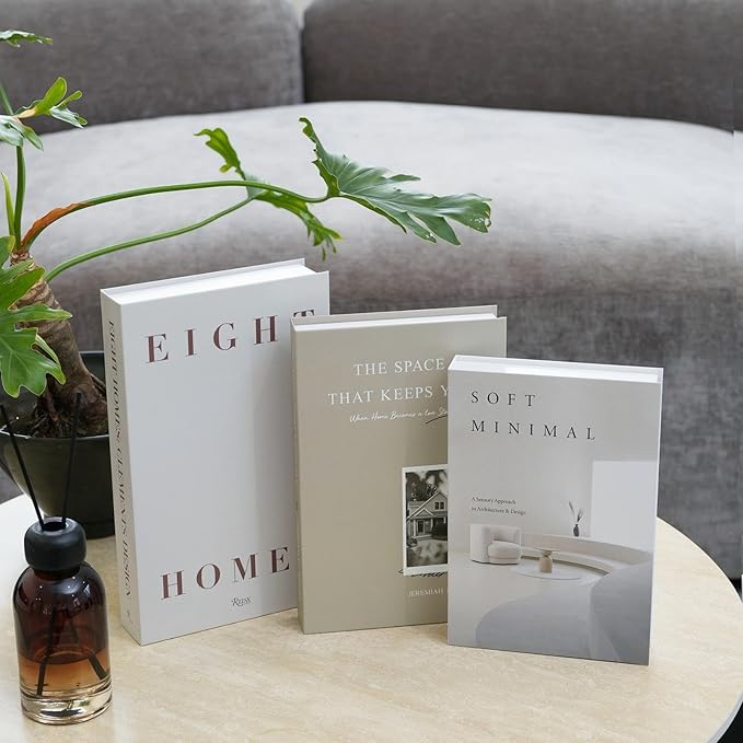 3 PCS Faux Decorative Books for Home Decor-Coffee Table Books Decor-Aesthetic Fake/Faux Books for Decoration,libros Decoration for Coffee Table, Shelf Accessories (Eight THE Space Soft)