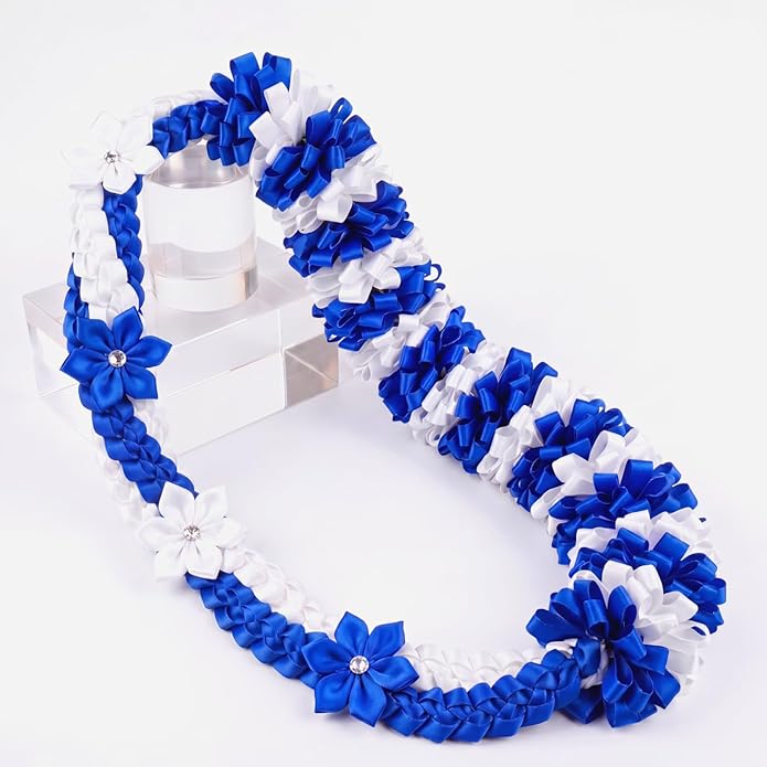 Canlierr Graduation Leis Class of 2026 Grad Ribbon Leis Double Braided Necklace Hawaiian Flower Garland with Heart Kukui Nut for Man Woman Graduation Party Supplies