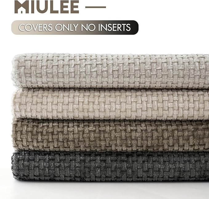 MIULEE Pack of 4 Couch Throw Pillow Covers 26x26 Inch Neutral Soft Decorative Chenille Pillow Covers Farmhouse Boho Accent Cushion Covers for Mid Century Modern Spring Decor Sofa Bedroom Living Room