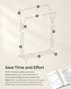 SONGMICS Clothes Rack, Double-Rod Clothing Rack for Hanging Clothes with Wheels, Garment Rack, Metal Frame, 220 lb Max. Total Load, 40.7 Inches Wide, Clothes Storage and Display, White UHSR107W01