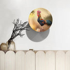 Rooster Decorative Plates, 6 Inch, Crowing Cock Round Display Plate, Table Top Plate Decor with Stand, for Home Kitchen Bedroom Decorative Ornaments