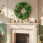 24 Inch Artificial Greenery Wreath for Front Door - Green Wreath with Eucalyptus and Fern Leaves, Spring Summer Fall Winter Eucalyptus Wreaths, Indoor Outdoor Wreath for Farmhouse Outside Year Round