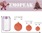 Emopeak 24Pcs Christmas Balls Ornaments for Xmas Christmas Tree - 4 Style Shatterproof Christmas Tree Decorations Hanging Ball for Holiday Wedding Party Decoration (Orange, 2.4"/6.2CM)