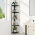 5 Tier Corner Wall Shelf Stand, 66" Metal Corner Shelves Bookshelf Display Shelf for Living Room Decor, Tall Plant Stand Multi Unit Organizer, Standing Shelf for Bedroom,Bathroom,Small Space (Black)