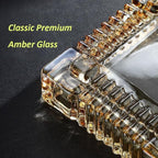 Handmade Glass Ashtray, Ashtray Ash Holder for Indoor or Outdoor Patio Desktop Office Smokers, Ash Tray for Tabletop Home Office Decor (Amber, L)