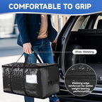 CONGREGATE 8-Pack Heavy Duty Black Moving Bags with Zippers and Handles, Heavy Duty Storage Handbags for Space Saving, Made of PE, 97 Liters/25.6 Gallons (28.7 Inch x 13.7 Inch x 15 Inch)