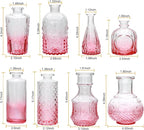 Brajttt Pink Small Flower Vase Set, Glass Bud Vase in Bulk Set of 8,Artistic and Cultural Flavor Mini Vases for Home Office Decor, Bedroom, Office, Living Room Decorations,Wedding