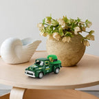 Four Leaf Grasses Metal Truck with Green Hat St Patrick’s Day Decorations Farmhouse Vintage Green Metal Truck Decor, Irish Party Decorations Vintage Collectible Car for Desk Bookshelf