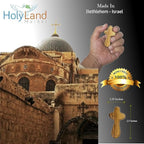 Holy Land Market 10 Olive Wood Crosses From the Holy Land - 2.5 Inch Pocket Palm Crucifix | Handmade Jerusalem, Bethlehem Israel - Gifts by Christians with Certificates -Holy Land Olive Wood Cross x10