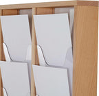M&T Displays Wall Mount Natural Wood Magazine Brochure Rack Wooden Leaflet Literature Catalog Holder Easy Assembly Durable Clear PET G Pocket 10x(8.5x11) Inch for School Office Hospital Hotel Indoor