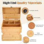 Large Bamboo Storage Box with Removable Tray Kit - Decorative Box Set, Glass Jars, and Accessories Wooden Storage Kit and Accessories Tool.Birthday Gifts