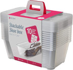 Life Story 6 Liter Shoe, Accessory, and Closet Plastic Storage Box Multi-Purpose Lidded Stacking Tote Containers, Clear (50 Pack)