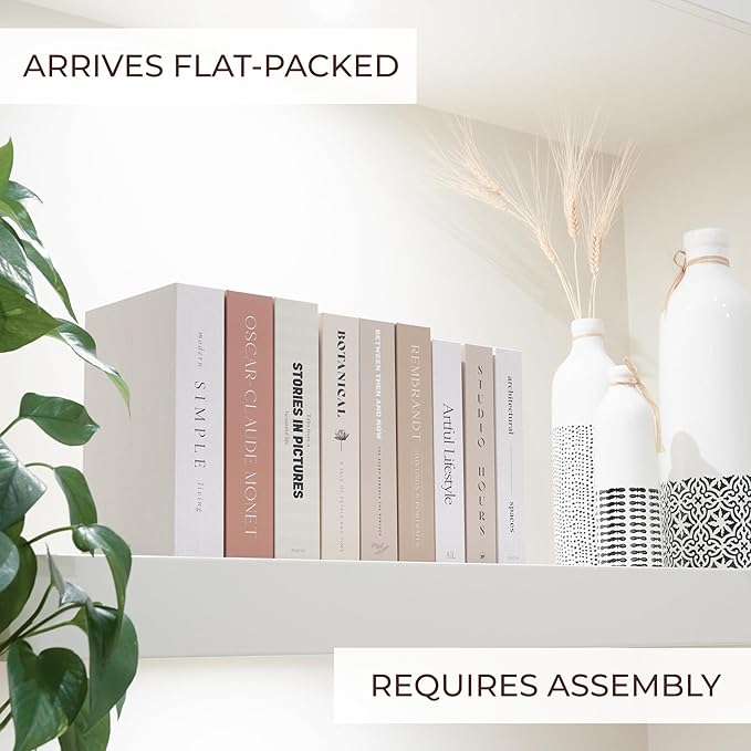 Beautiful Decorative Books - Set of 9 Boxes Enhance Your Coffee Table, Bookshelf or Mantel Shelf Decor - Aesthetic Fake/Faux Books for Modern Home Decoration, Photo Storage and as a Keepsake Box