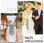 2 Pcs Grey Wreath Sash for Front Door Linen Wreath Ribbon Bow for Yard Porch Garland Home Decor