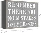 Barnyard Designs Wooden Box Sign Motivational Desk Decor, Inspirational Office Desk Decorations for Women Office Bathroom Shelf Décor (No Mistakes)