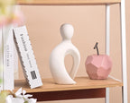 Quoowiit Ceramic Couple Sculptures for Home Decor, Abstract Lover Statue for Shelf, Office, Living Room, Bedroom, Gifts for Anniversary, Valentine's Day, Birthday (White)