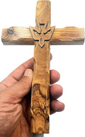 Zuluf 7.8" Olive Wood Dove Cross Wall Hanging Christian Holy Spirit Carved Jerusalem Gift Bedroom Decor CRS019