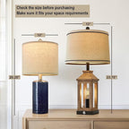 G-SAFAVA 20.25" Small Table Lamps Set of 2 Modern Ceramic Lamps for Living Room Farmhouse Bedside Lamps Boho for Night Stands Bedroom Lamps Side Table Lamps End Table Lamps, Blue