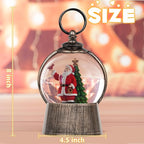 Santa Snow Globe Christmas Snow Globe Lantern with 6-Hour Timer, Light up Christmas Decorations Indoor, Glitter Musical Snow Globe, USB/Battery Powered Santa Claus Cardinal Christmas Tree
