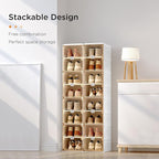 ANTBOX Shoe Organizer Storage Box, Portable Folding Shoe Rack for Closet with Magnetic Clear Door,Large Sneaker Cabinet Bins Sturdy Easy Assembly 8 Layers-8 Grids