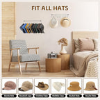Hat Rack Wall Cap Organizer - Baseball Hat Racks Display Holder with 40 Hooks - Modern Metal Black Hats Storage Wall Mounted Caps Hanger Set of 4 for Closet Door Bedroom Entryway Laundry(Grey)