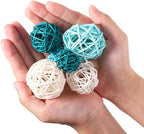 Patelai 36 Pcs Wicker Rattan Balls Decorative Balls for Vase Centerpiece Bowls Orbs Filler for Home Decor,4 Sizes(White, Light, Green, Dark,2.4'',2'',1.6'',1.2'')