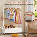 Kids Clothing Rack with Storage Shelf, Kids Dress Up Storage for Coats, Small Baby Garment Rack for Hanging Clothes, Toddler Wardrobe Closet Organizer (Classic, White)