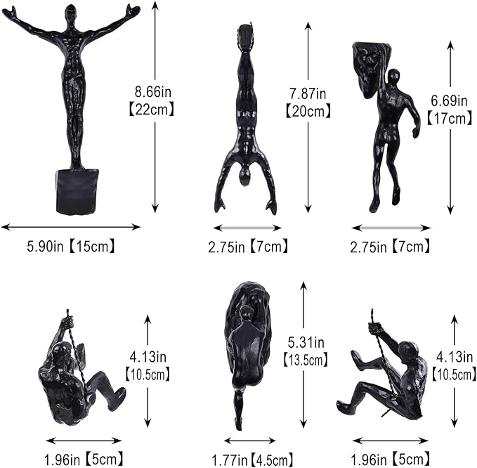 Set of 6 Climbing Men Wall Art Decor Sculpture,Nordic Modern Simplicity Decorative Wall Art, Climbing Man Sculptures,Home & Office Climber Gifts