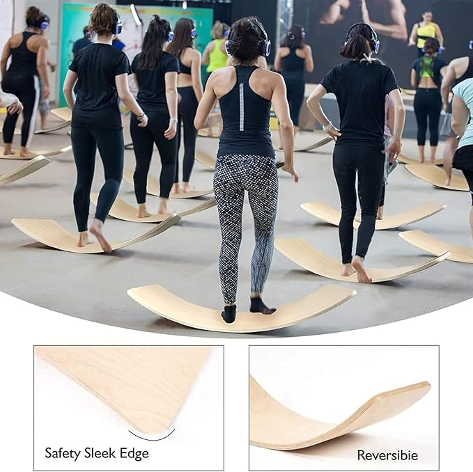 Gentle Monster Wobble Balance Board, Wooden Montessori Toy Rocker Board Natural Wood Kids Toddler Open Ended Learning Toy Yoga Curvy Board for Adult Office Classroom Christmas Gifts