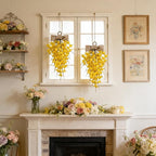 Forsythia Teardrop Swag 18 Inch, 2Pcs Artificial Spring Summer Floral Swags, Flower Hanging Swag for Window Wall Wedding Party Home Decor (Yellow)