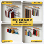 Bra Hangers 3 Pack - with 16 Non-Slip 360Rotating Metal Hooks for Tie, Hat, Bra, Wooden Multi Hook Hanger - Saves Space