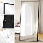 TRAHOME Full Length Mirror, 75"x35" Standing Floor Full Body Mirror for Wall with Aluminum Alloy Frame for Bedroom, Living Room, Dressing Room(Black)