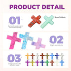 Nuenen 50 Pcs Cross Charm for Women Man Celebration Grad Decor Crystal Pocket Cross Necklace Natural Worry Stone Gift for Jewelry Making Craft Festival Decor(1.77 x 1.38 x 0.24 Inch,Cute)
