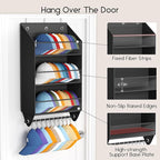 Over the Door Hat Rack - 3-Layer Design Hat Organizer Holds 30-36 Hats with 10 Hooks, Ideal Hat Rack for Door, Over the Door Organizer for Closet, Apartment, Bedroom, Dorm, 2 Pack, Black